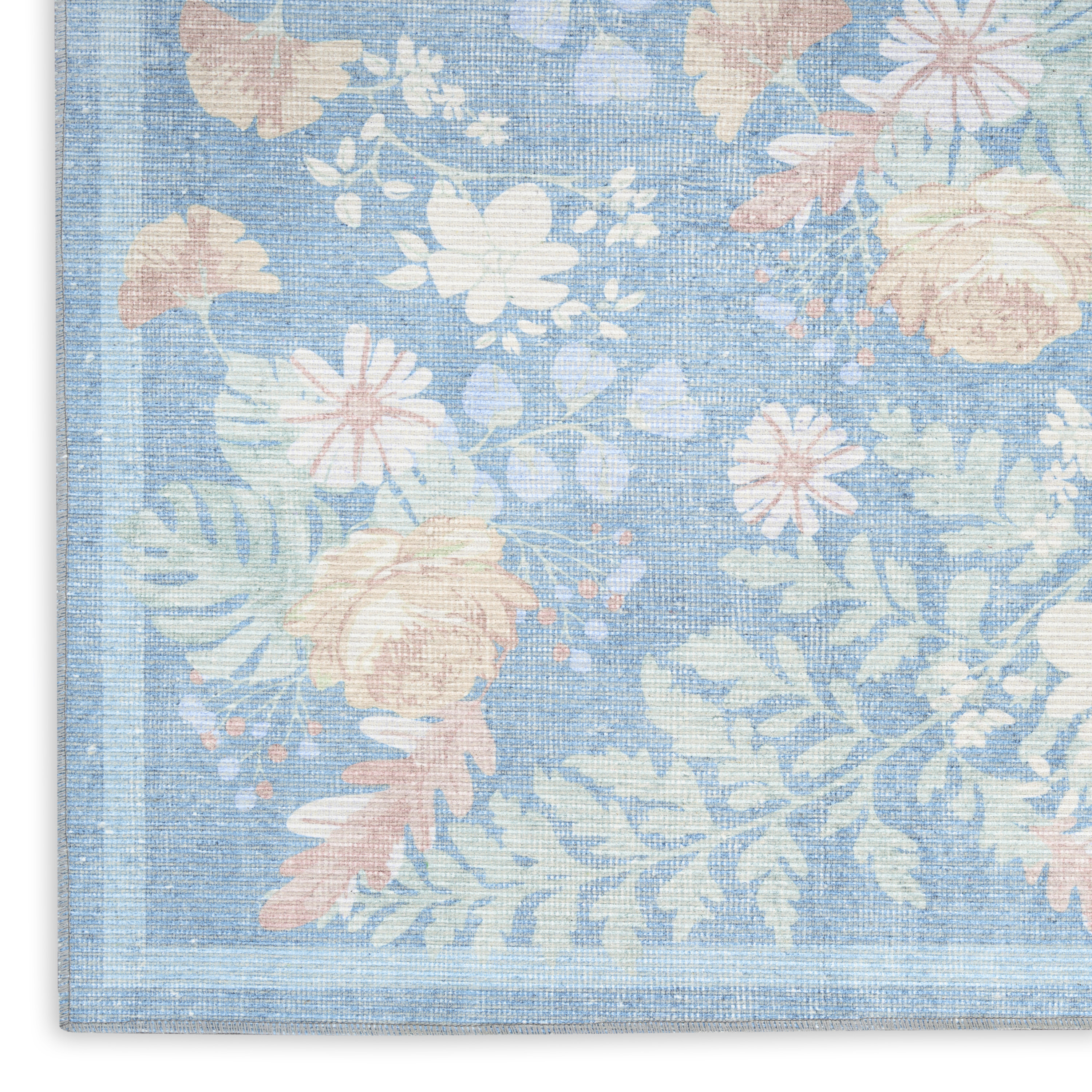 Nourison Botanical Washables 7'6" x 9'10" Blue Multicolor Farmhouse Indoor Rug
