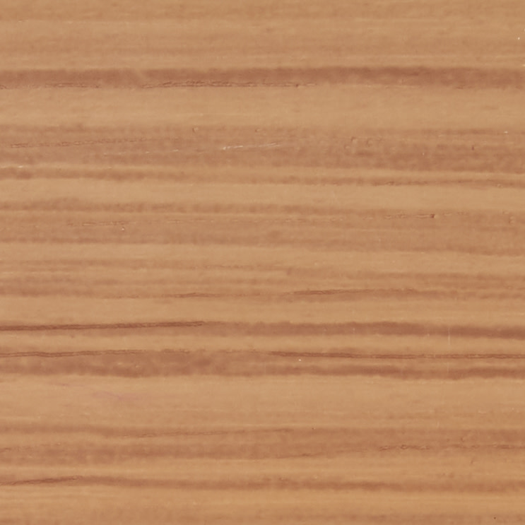 Veneered wood panel with horizontal light-and-dark grain, lying flat and filling the frame, under warm even indoor lighting, no other objects or context visible.