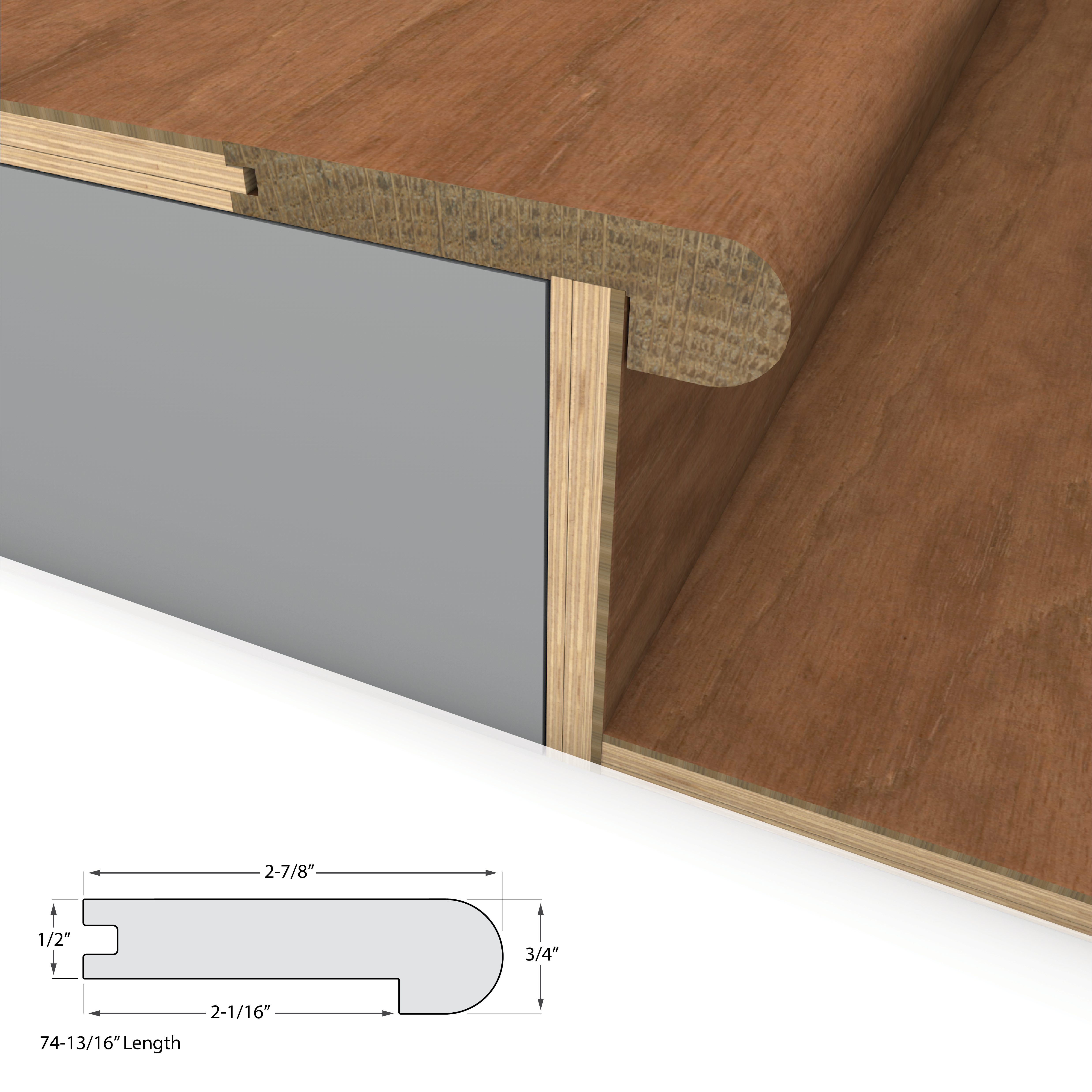 Cured Hickory Varietals Flush Stair Nosing view 2