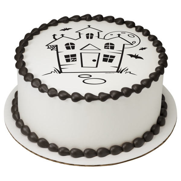 Paintable Haunted House PhotoCake® Edible Image®