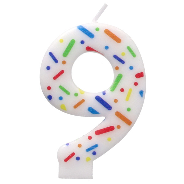 9 Rainbow Sprinkle Numeral Candles