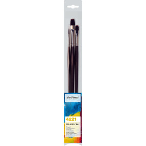 TOP-ACRYL Assorted Brushes, Synthetic, Oil & Acrylic, 3 Brush Set