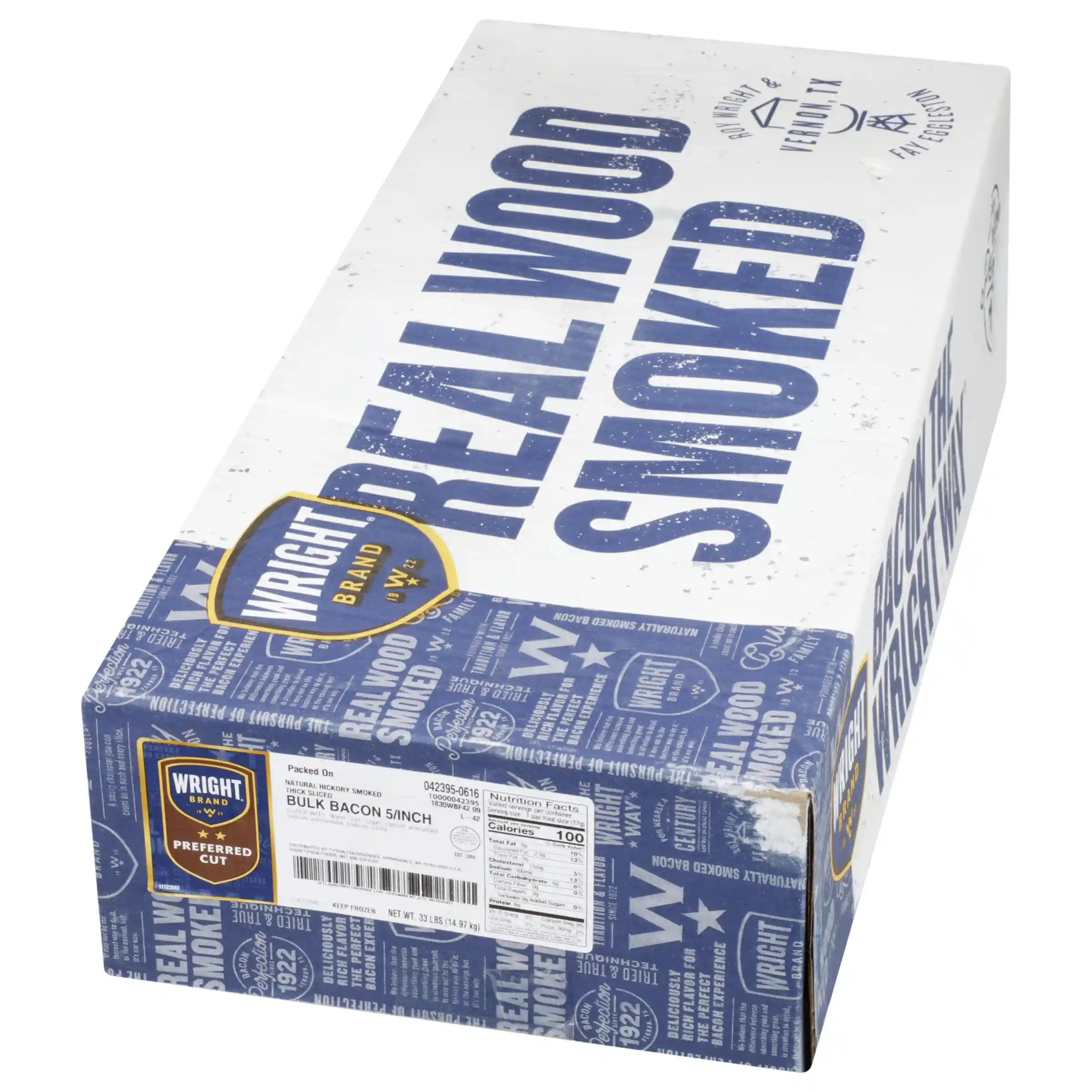Wright® Brand Naturally Hickory Smoked Thick Sliced Bulk Bacon, 5 Slices/Inch_image_5