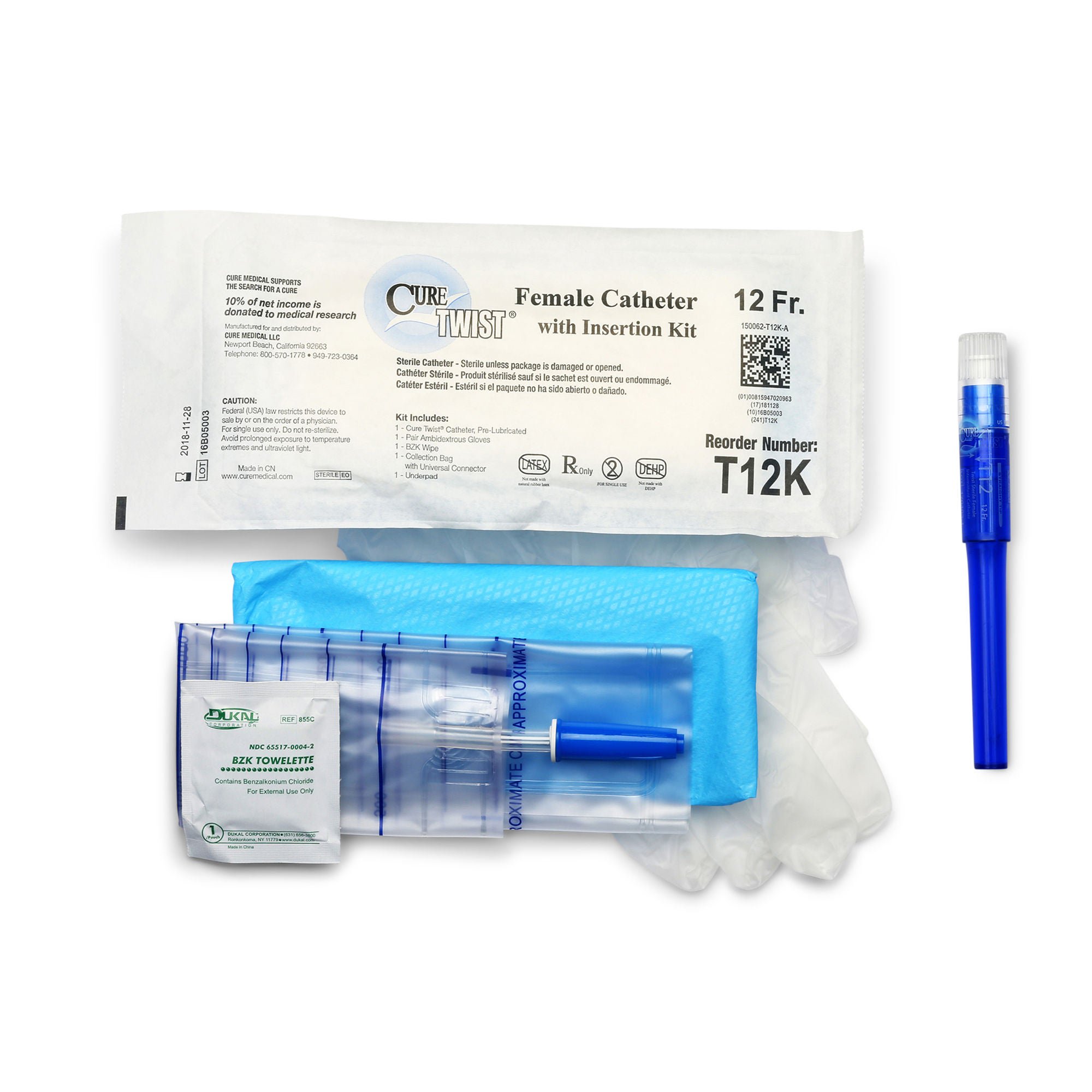 Cure Twist® Intermittent Catheter Kit, 12 Fr.