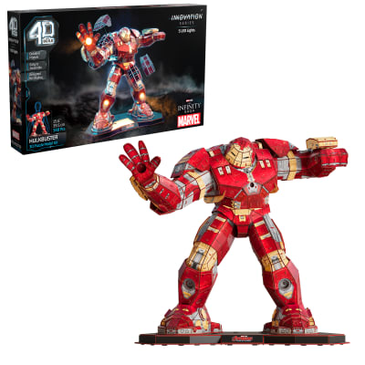 4D Build, Marvel Hulkbuster 3D Model Kit with LED Lights, Innovation Series, Marvel Collectibles & Desk Décor, Adult Puzzle, Building Toys, 348 Pieces, 3D Puzzles for Ages 12 & Up