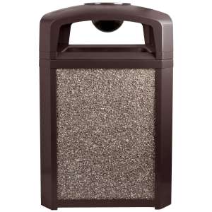 Rubbermaid Commercial, Landmark Series, Classic Container, Dome Top With Ash Tray Frame And Rigid Liner, 35 gal, Resin, Sable, Square, Receptacle