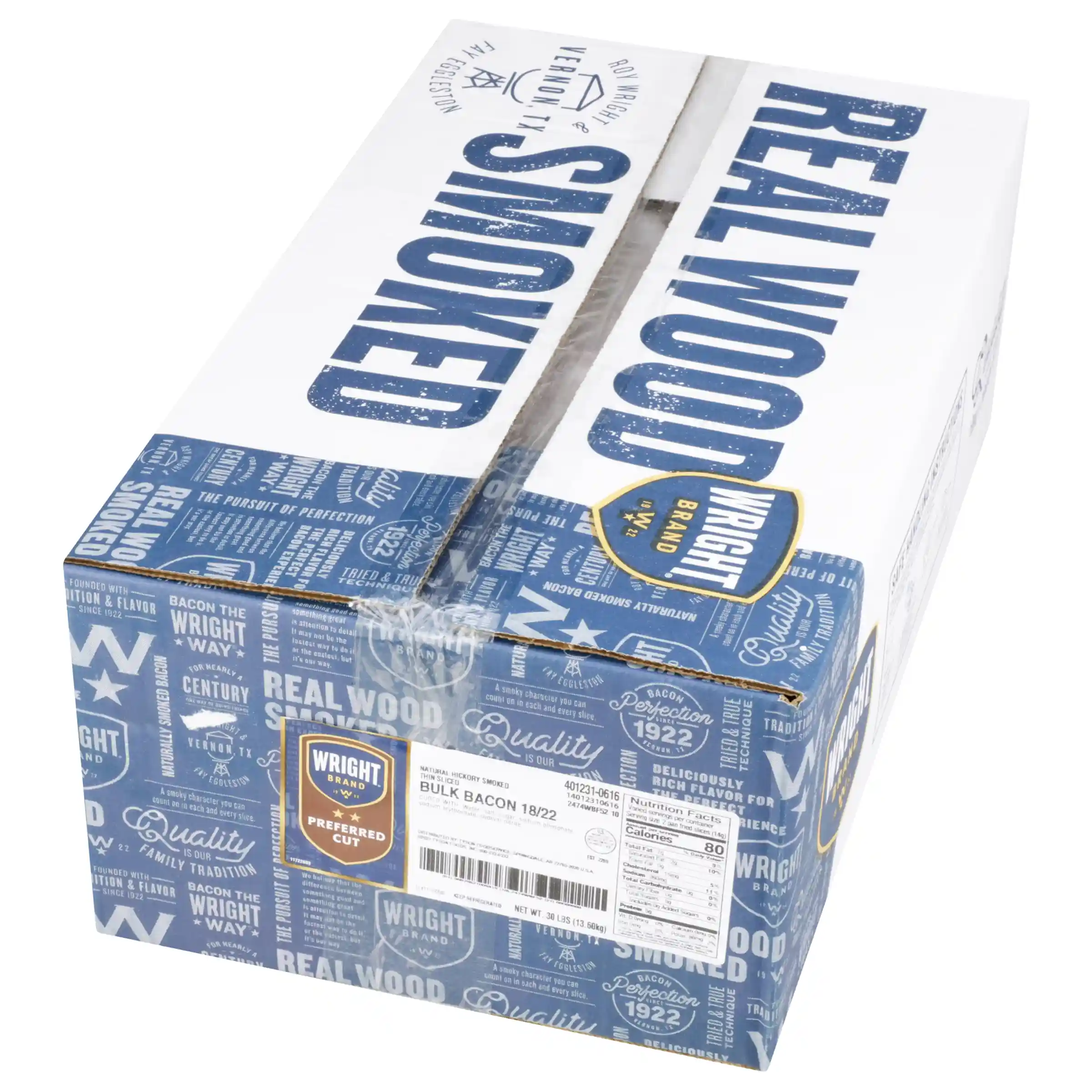 Wright® Brand Naturally Hickory Smoked Thin Sliced Bacon, Bulk, 30 Lbs, 18-22 Slices per Pound, Gas Flushed_image_5