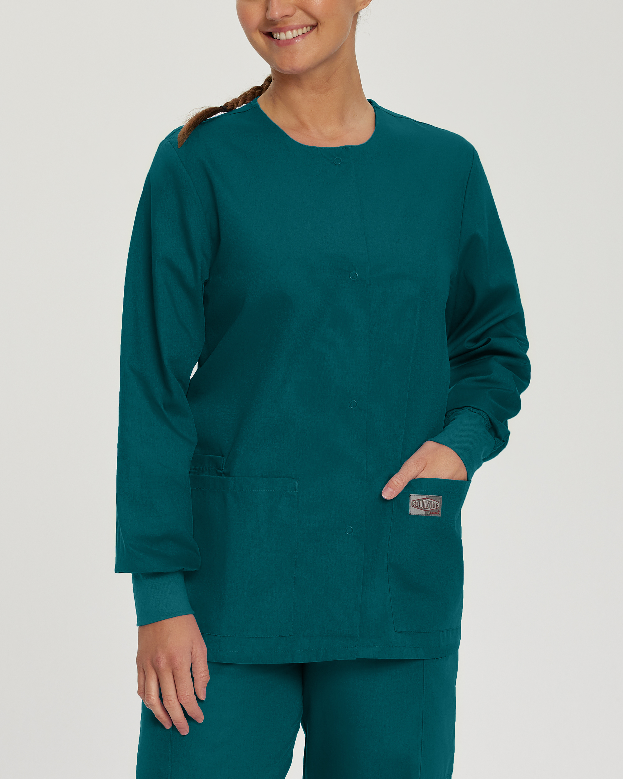 Landau Scrub Zone Women&#39;s 3&#45;Pocket Warm&#45;Up Scrub Jacket-Landau