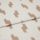 Cream woven fabric with repeating irregular tan brushstroke rectangles (patterned), folded once and showing texture and seam; close-up textile sample under soft, even lighting on a neutral background.