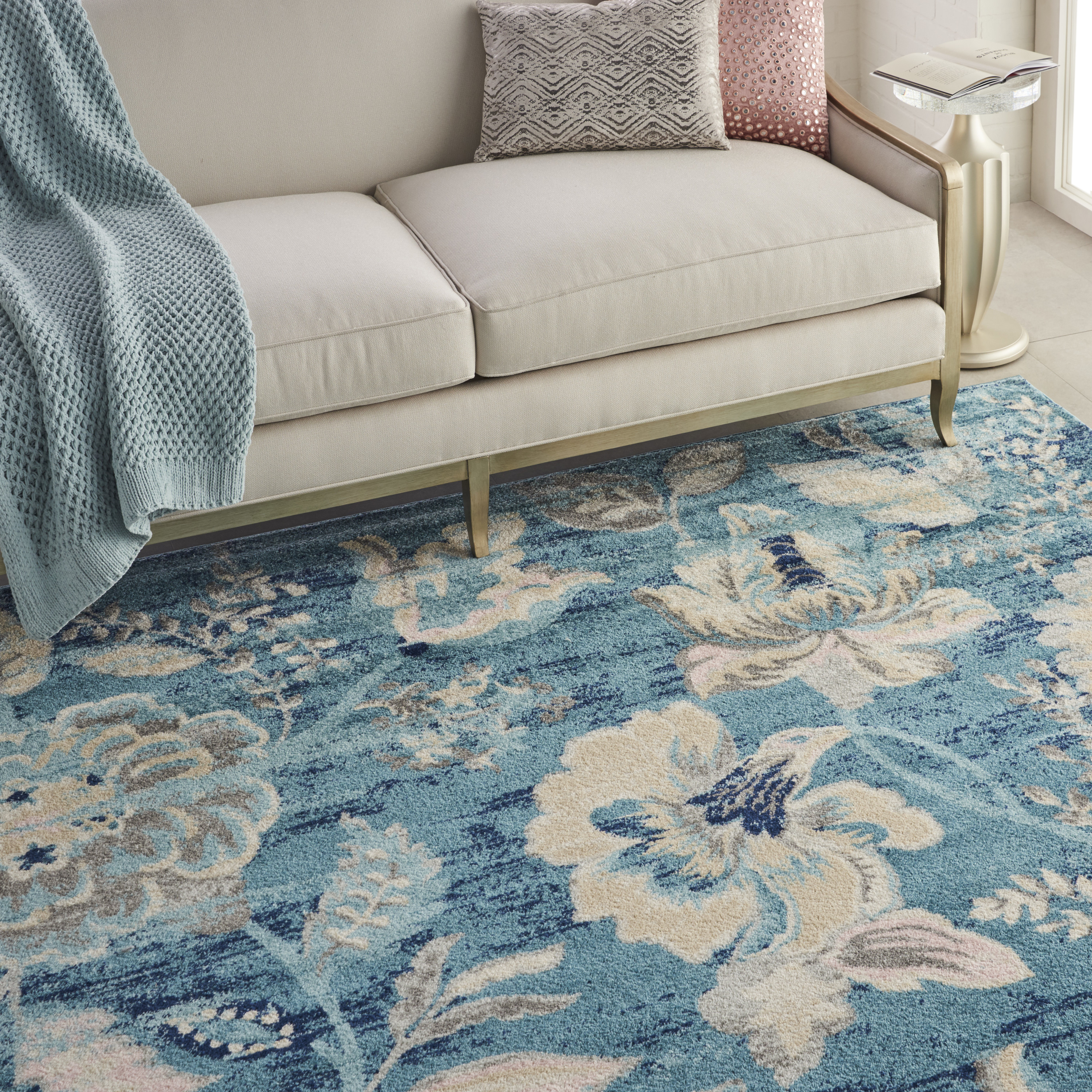 Nourison Tranquil 8'10" x 11'10" Turquoise Vintage Indoor Rug
