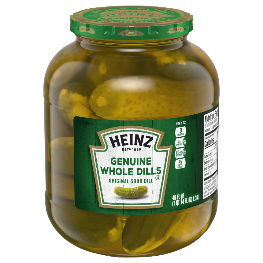  Heinz Genuine Whole Original Sour Dill Pickles, 46 fl oz Jar 