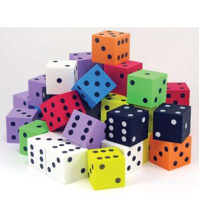 1" Foam Spot Dice, Assorted Colors, Bag of 50