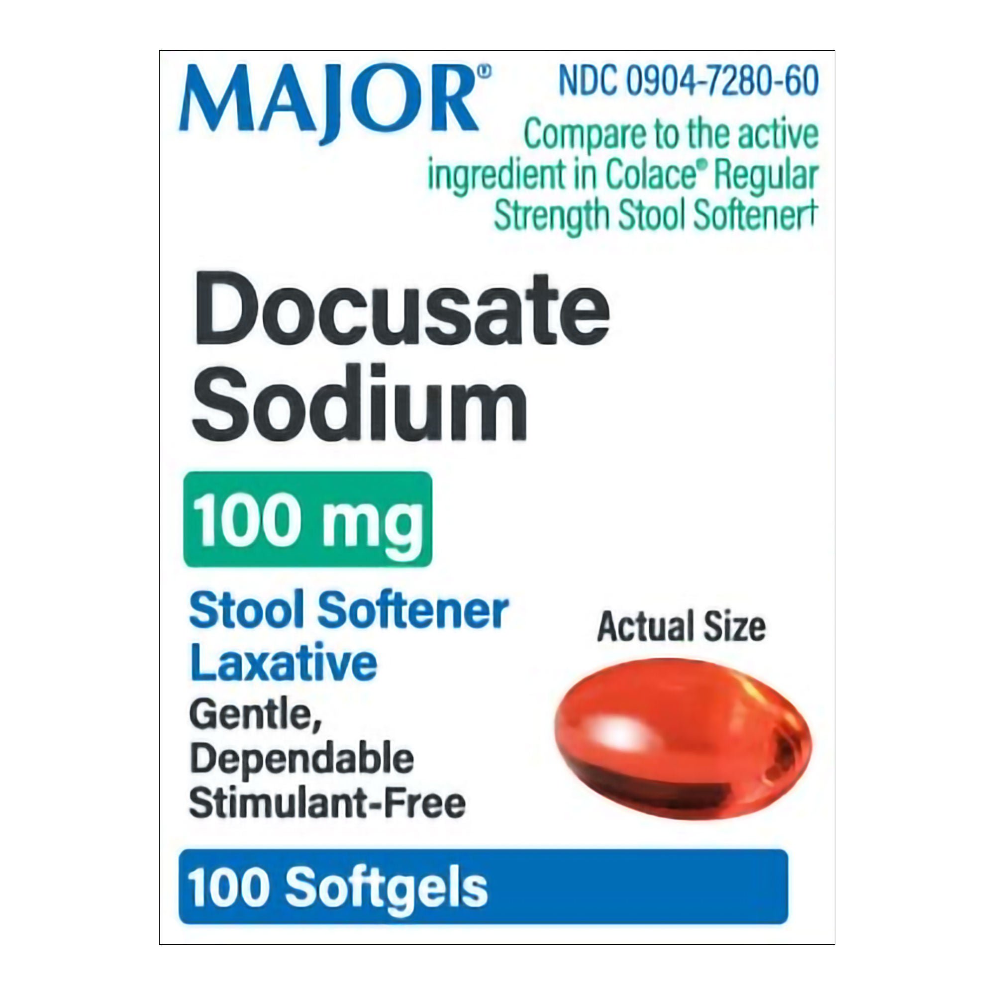 Major® 100 mg Docusate Sodium Stool Softener Laxative Softgels