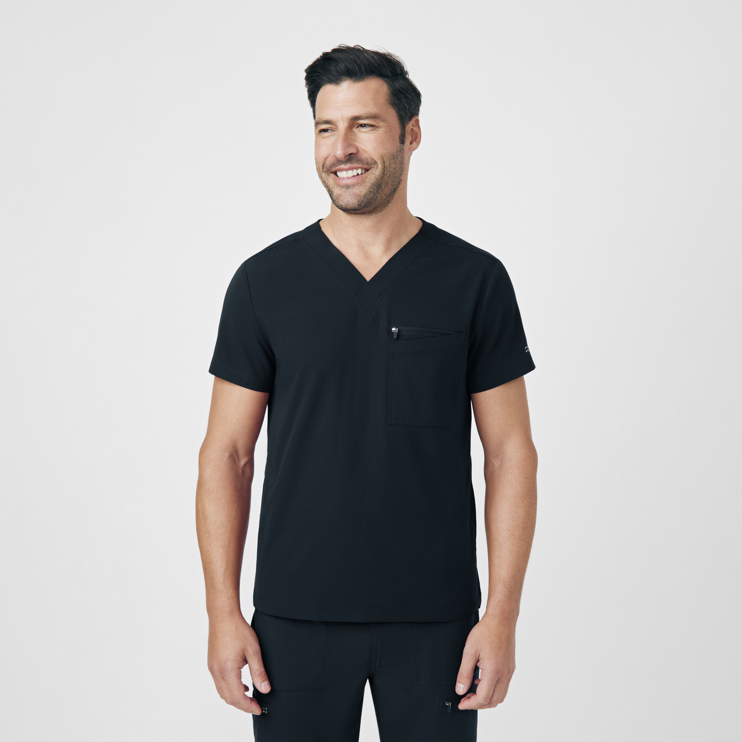 White Cross CRFT Men&#8216;s 4-Pocket V-Neck Scrub Top-White Cross
