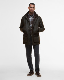 Modern Border Waxed Jacket Dark Brown
