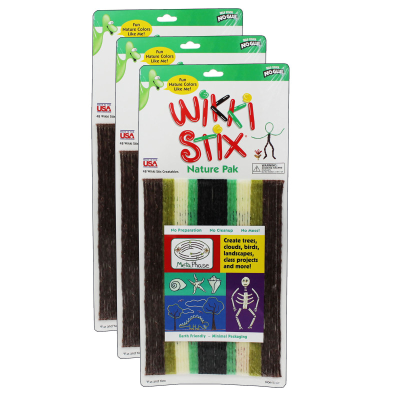 Wiki Stix Rabbit Wikki Stix® Wikki Stix®, Nature Colors, 48 Per Pack, 3 Packs - Zuma
