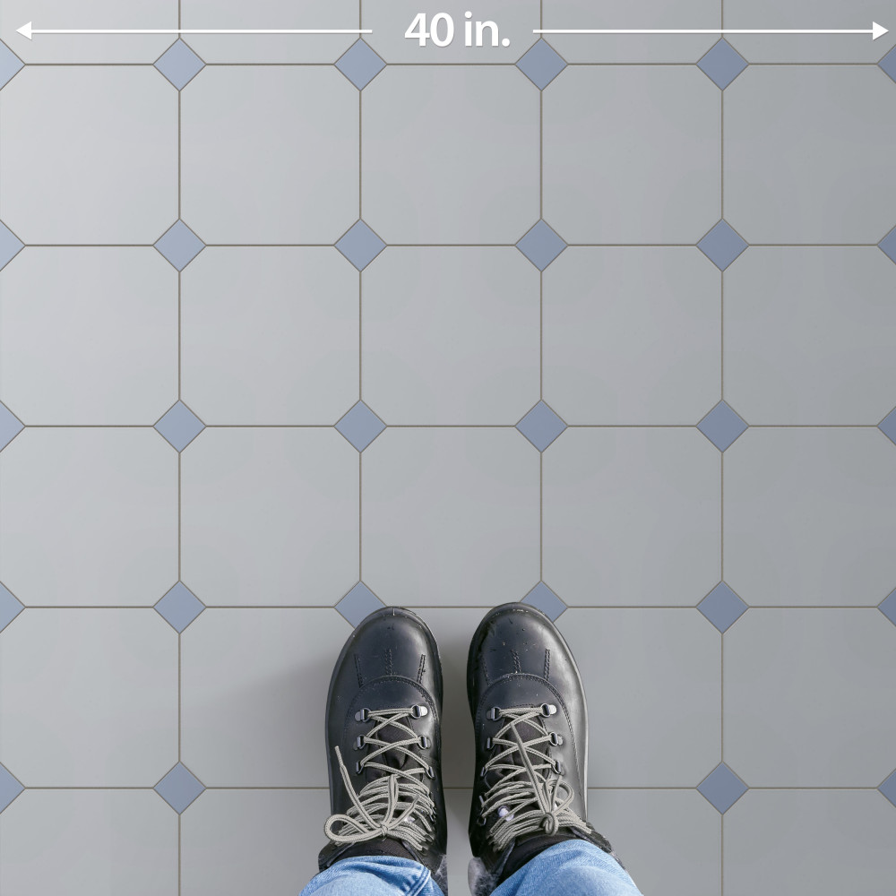 Vaudeville Octagon Humo with Taco Azzuro 7-7/8 in. x 7-7/8 in. Porcelain Floor and Wall Tile