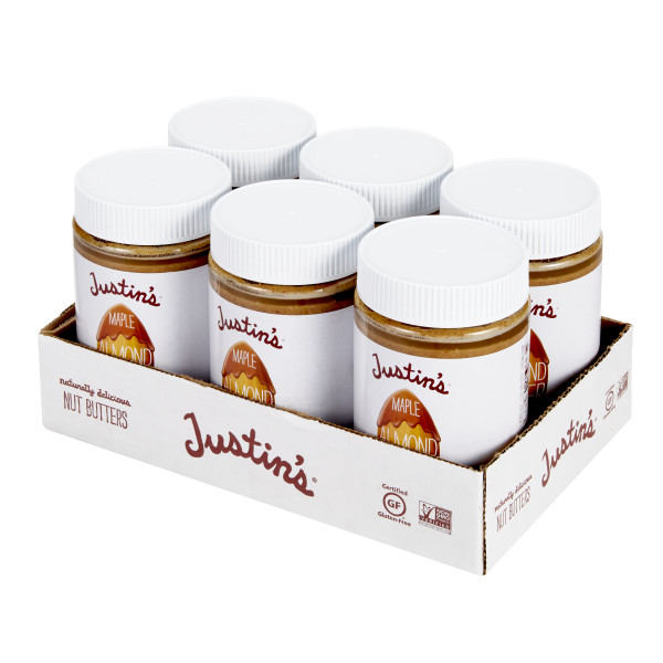 JUSTIN'S (r)Maple Almond Butter 6/16 Ounce . C1RM - Front Right Open Case (Hi Res)