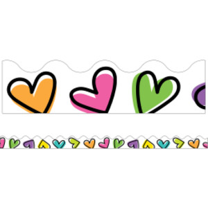 Kind Vibes Doodle Hearts Scalloped Borders, 39 Feet
