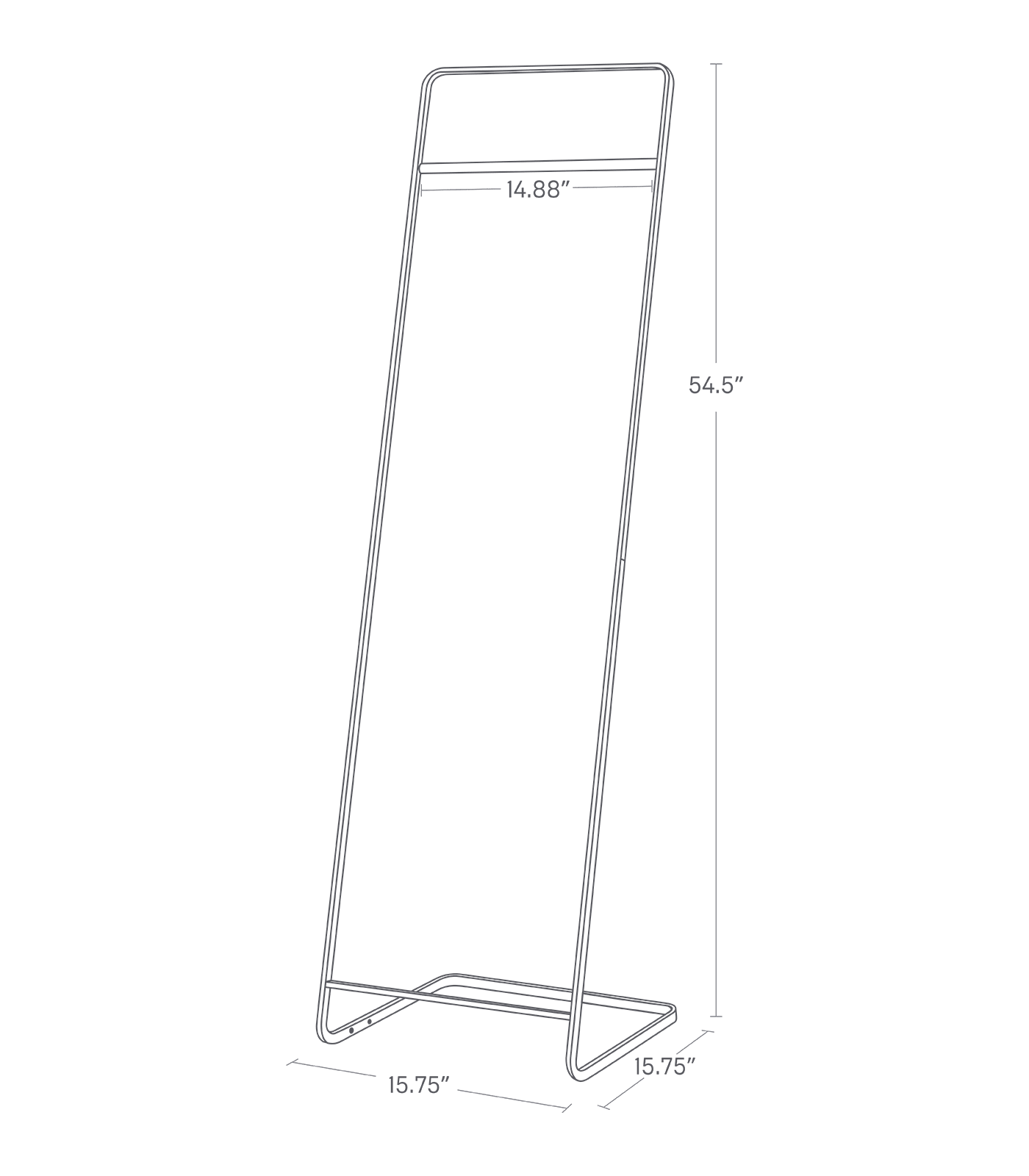 TOWER Coat Rack. 15.75 inches wide, 15.75 inches long, 54.5 inches tall,