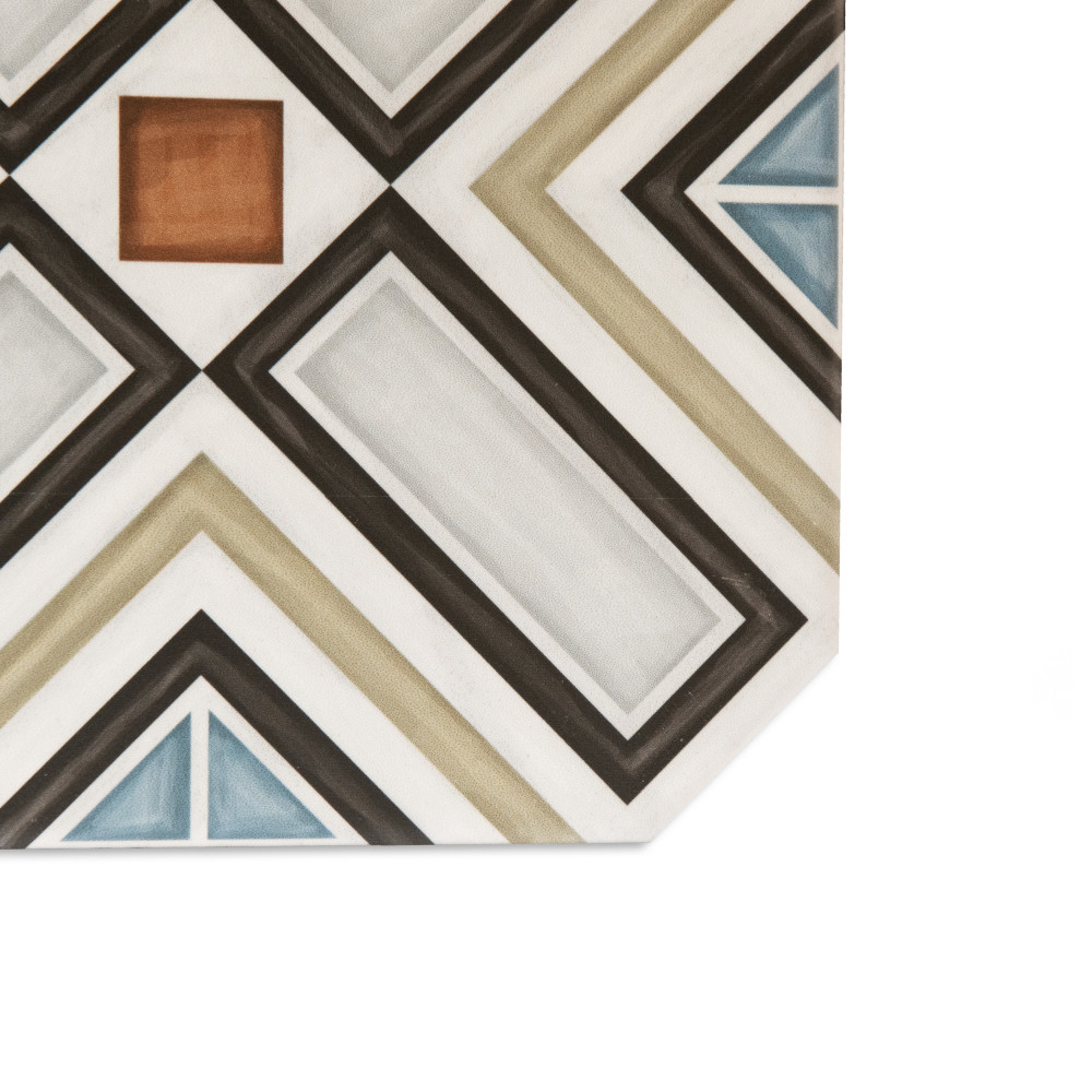 Vaudeville Octagon Deco Ritter with Taco Antracita 7-7/8 in. x 7-7/8 in. Porcelain Floor and Wall Tile