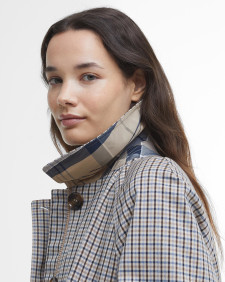 Beatrix Check Showerproof Trench Coat Sky Micro Check