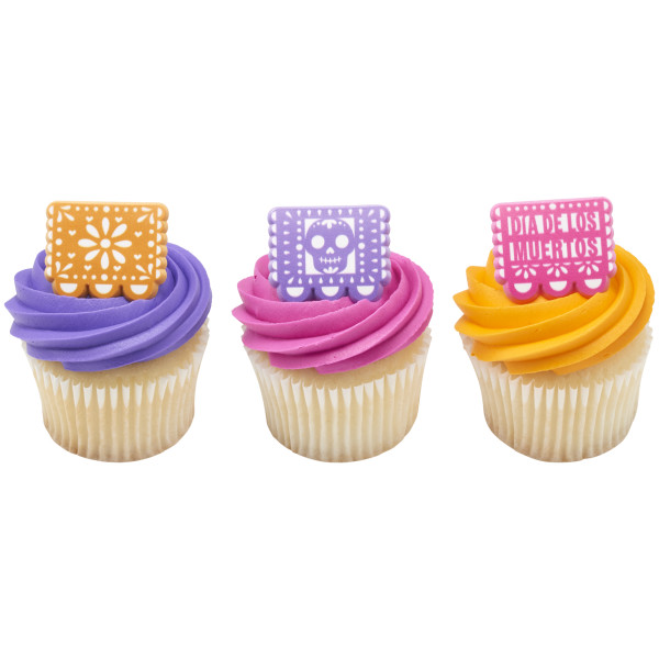 Papel Picado Banner Cupcake Rings