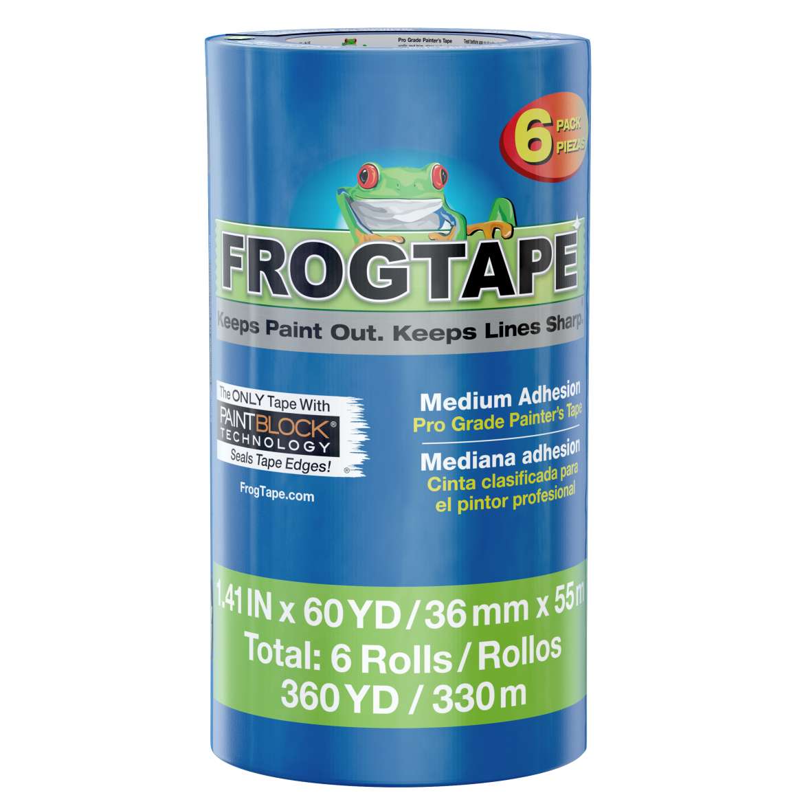 FrogTape® Pro Grade Painter’s Tape – Blue, 6 pk, 1.41 in. x 60 yd.