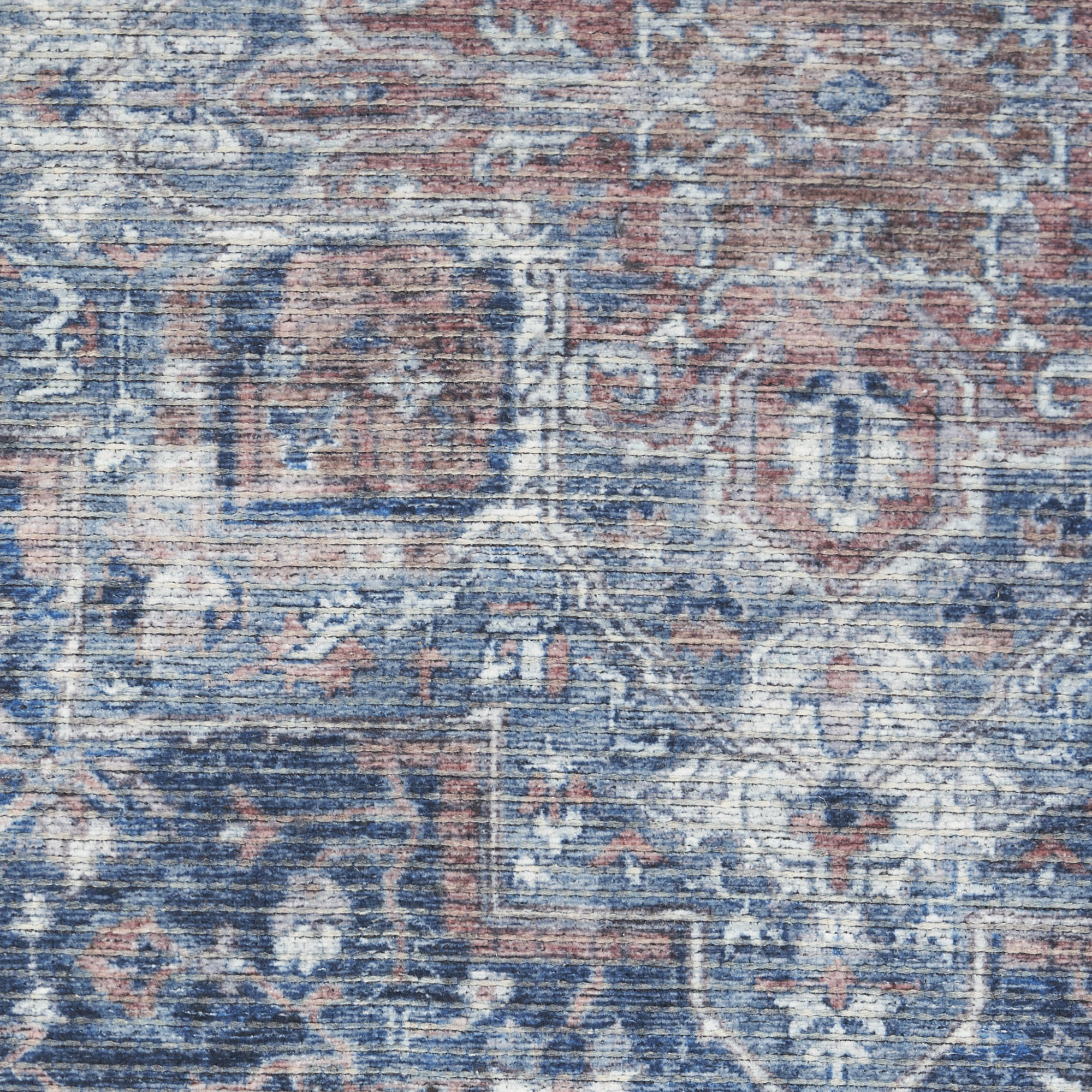 Nourison New Concept Washables 7'10" x Round Ivory Navy Vintage Indoor Rug