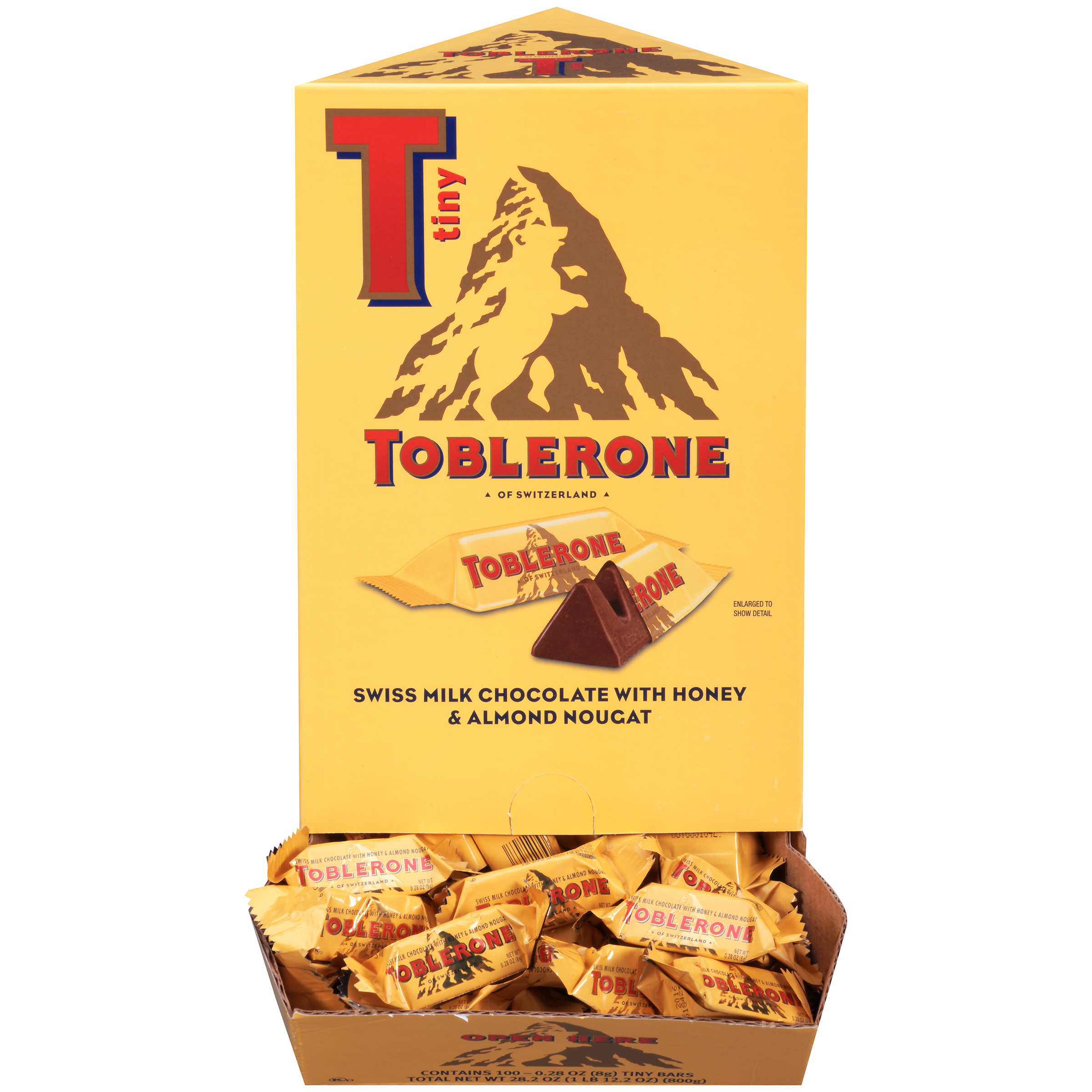 Toblerone Tiny Swiss Milk Chocolate Bars, 100 - 0.28 oz Packs