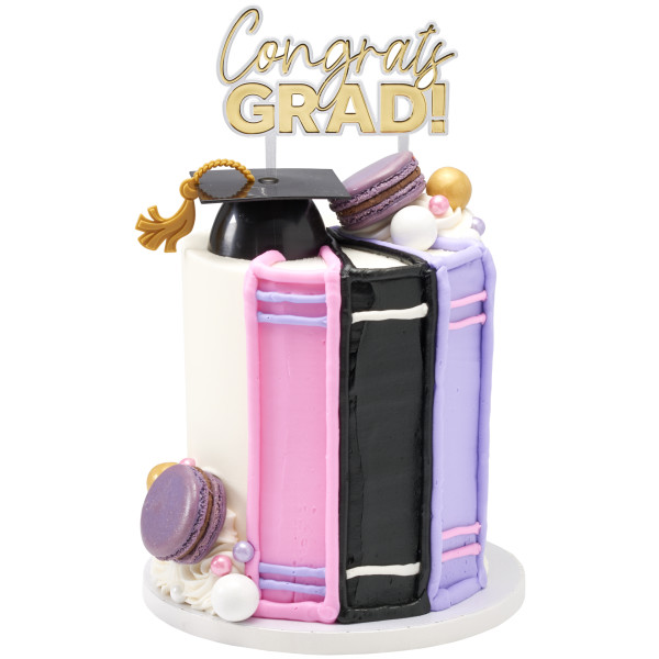 Congrats Grad Gold Vertical Layon