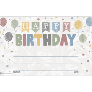 Classroom Cottage Happy Birthday Awards, Pack of 30