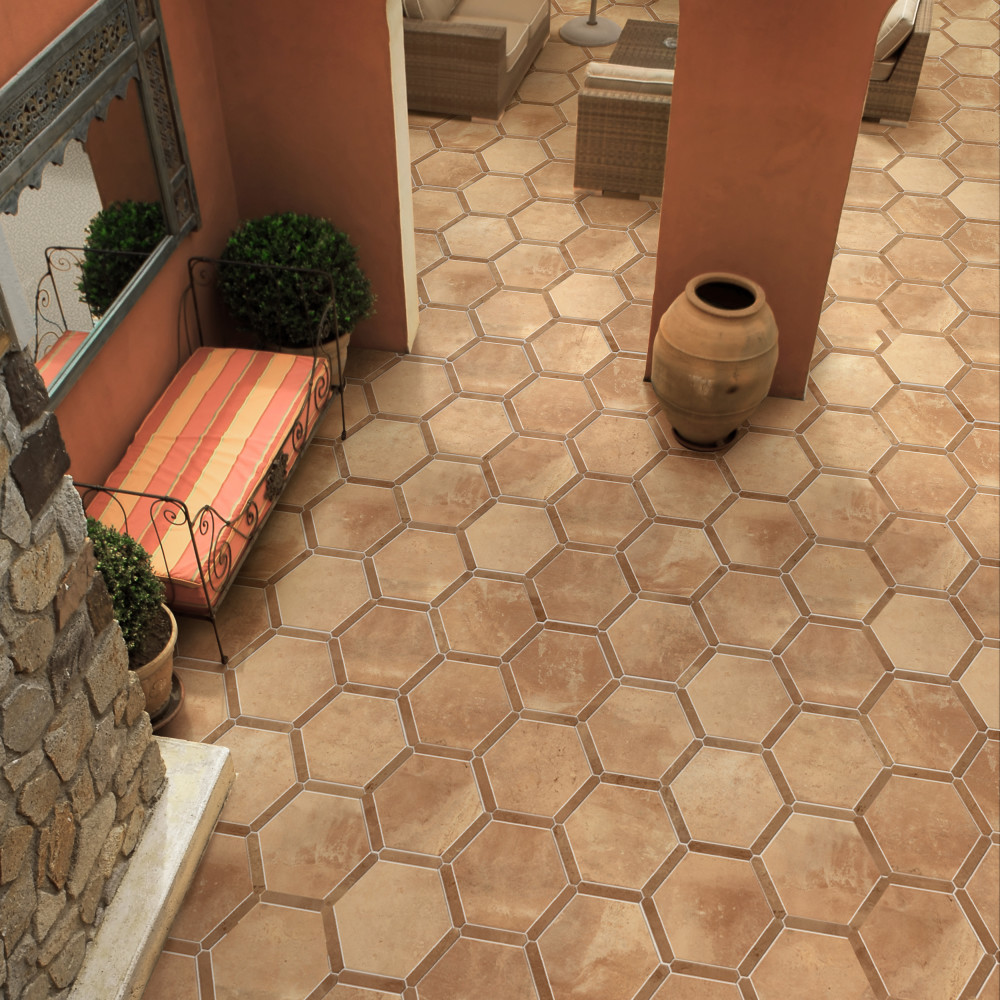 Doscotto Panal Rosso with Clay Picket 8-5/8 in. x 9-7/8 in. Porcelain Floor and Wall Tile