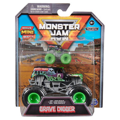Monster Jam, Official Grave Digger 1:64 Scale Die-Cast Monster Truck with Bonus Mini Collector 1:87 Scale Vehicle, Kids Toys for Boys and Girls Ages 3 and up
