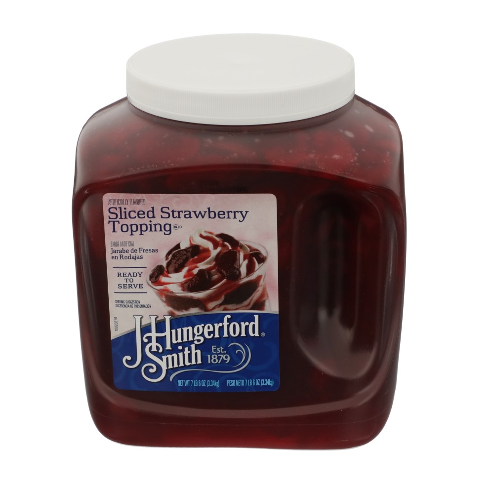 J HUNGERFORD SMITH Sliced Strawberry Topping, WideMouth Jugs 3/118OZ