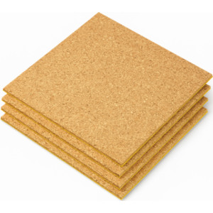 Natural Cork Tiles, 5mm, Self-Adhesive, 12 x 12 in, Pack of 4