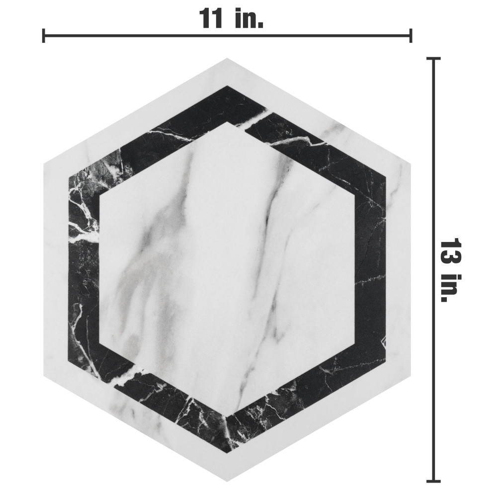 Marbilia Hex Venato Black Geo with Biotech 11 in. x 13 in. Porcelain Floor and Wall Tile