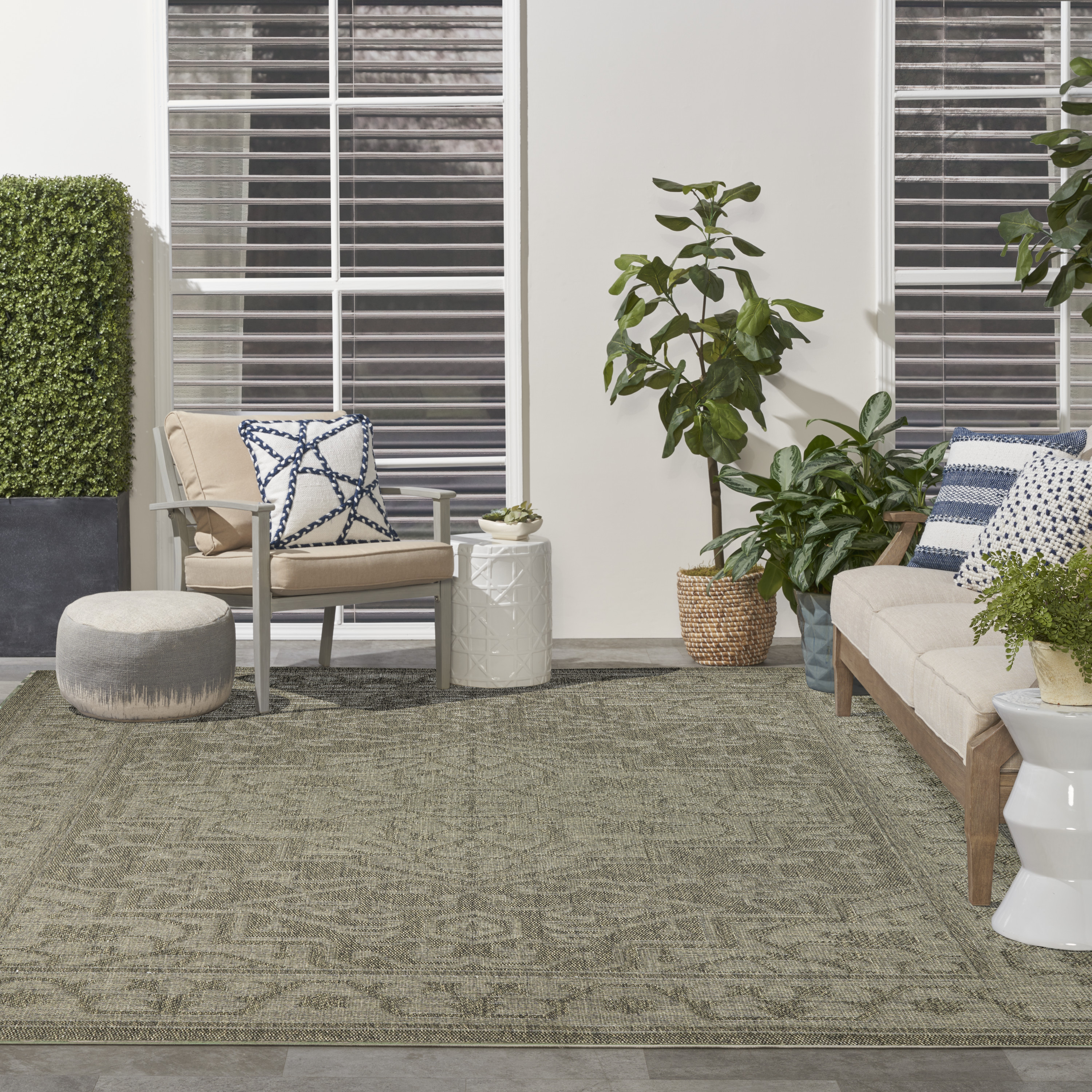 Nourison Tulum 10' x 14' Olive Outdoor Rug