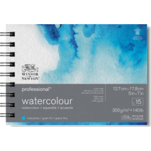 Professional Watercolor Paper, Cold Press, 5x7 in, 300 gsm (140 lb), 15 Sheets