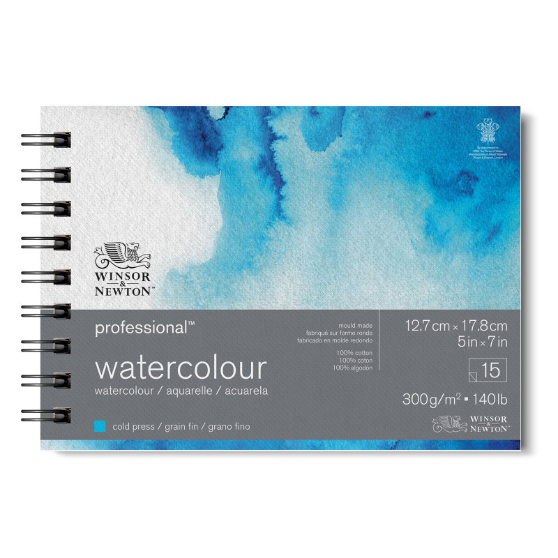 Professional Watercolor Paper, Cold Press, 5x7 in, 300 gsm (140 lb), 15 Sheets
