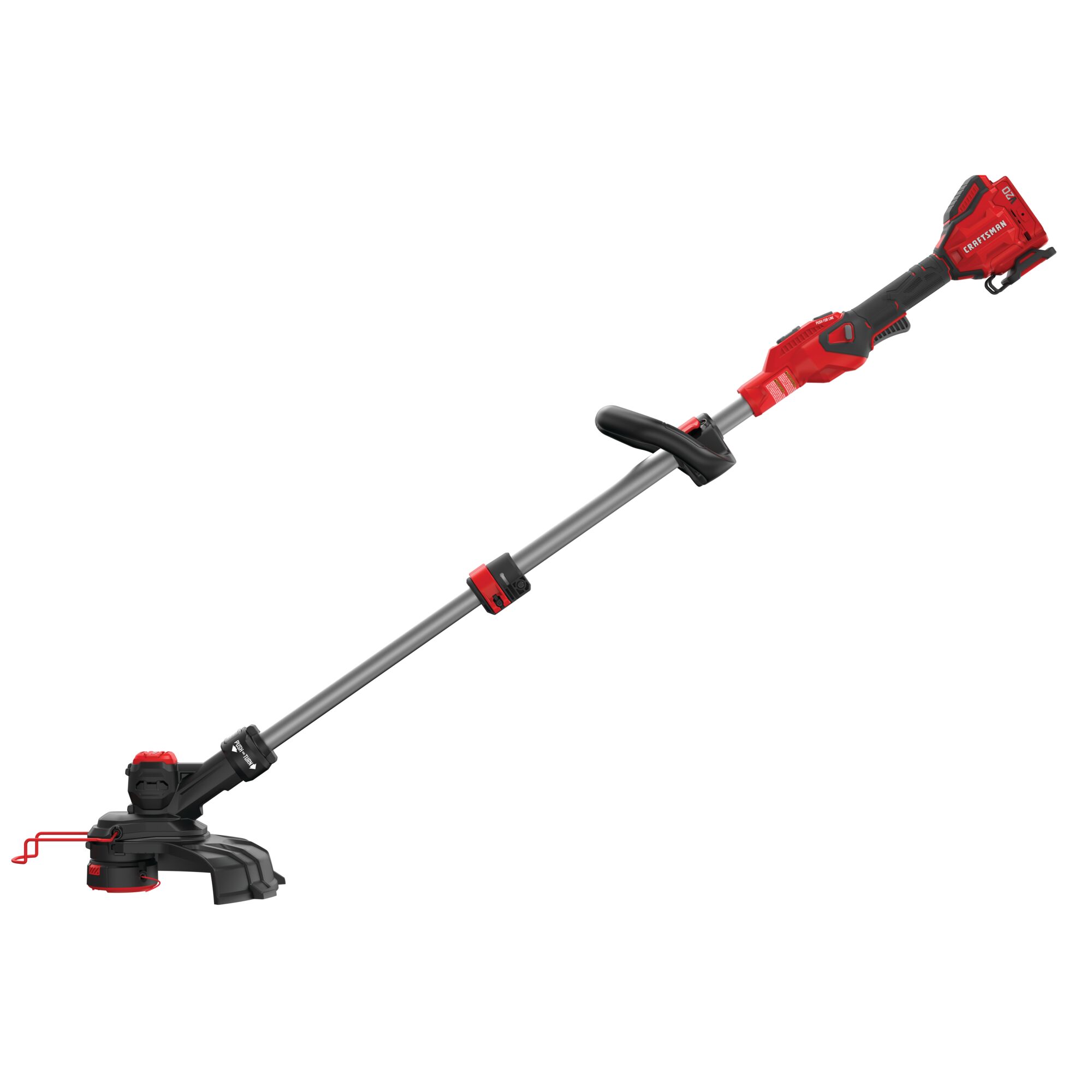 20 volt cordless 13 inch weedwacker string trimmer edger with push button feed.