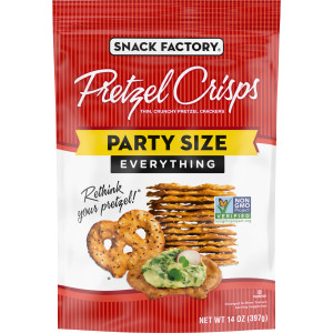 Snack Factory Everything Pretzel Crisps, Non-GMO, 14 OZ Party Size Bag