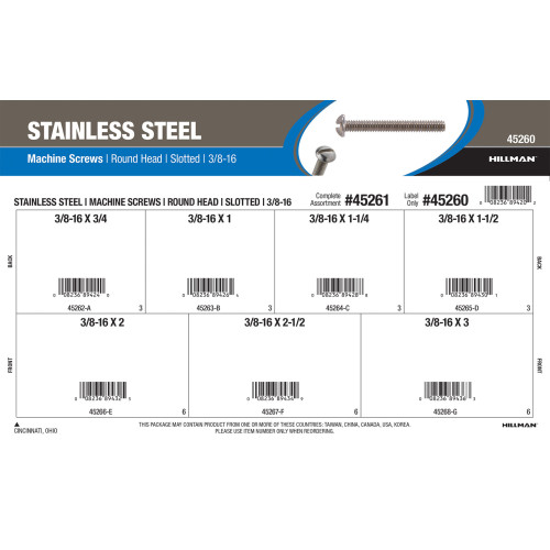 Stainless Steel Slotted Round-Head Machine Screws Assortment (3/8