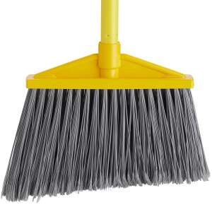 Rubbermaid Commercial, 10.5in, Angle Broom, Vinyl-Coated Metal Handle, Flagged, Polyethylene Bristles, Gray