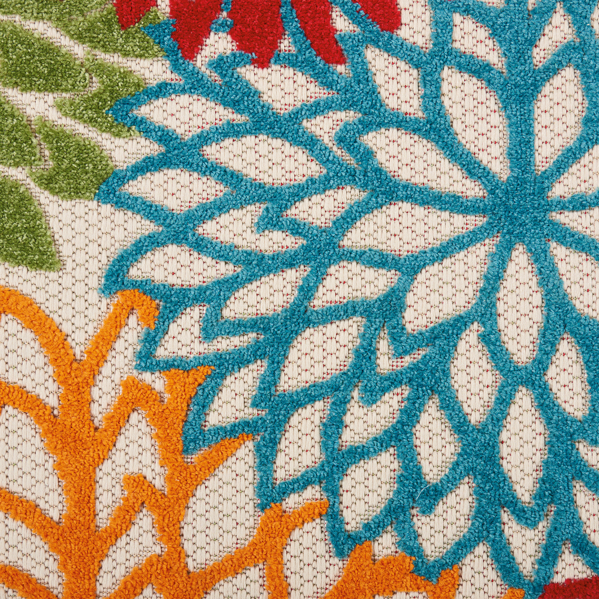 Nourison Aloha 5'3" x Square Green Tropical Rug
