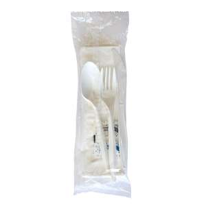 Boardwalk, Six-Piece Cutlery Kit, Mediumweight, 5.86", Plastic, White
