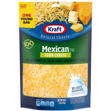 Kraft Mexican Style Four Cheese Shredded Cheese, 16 oz Bag