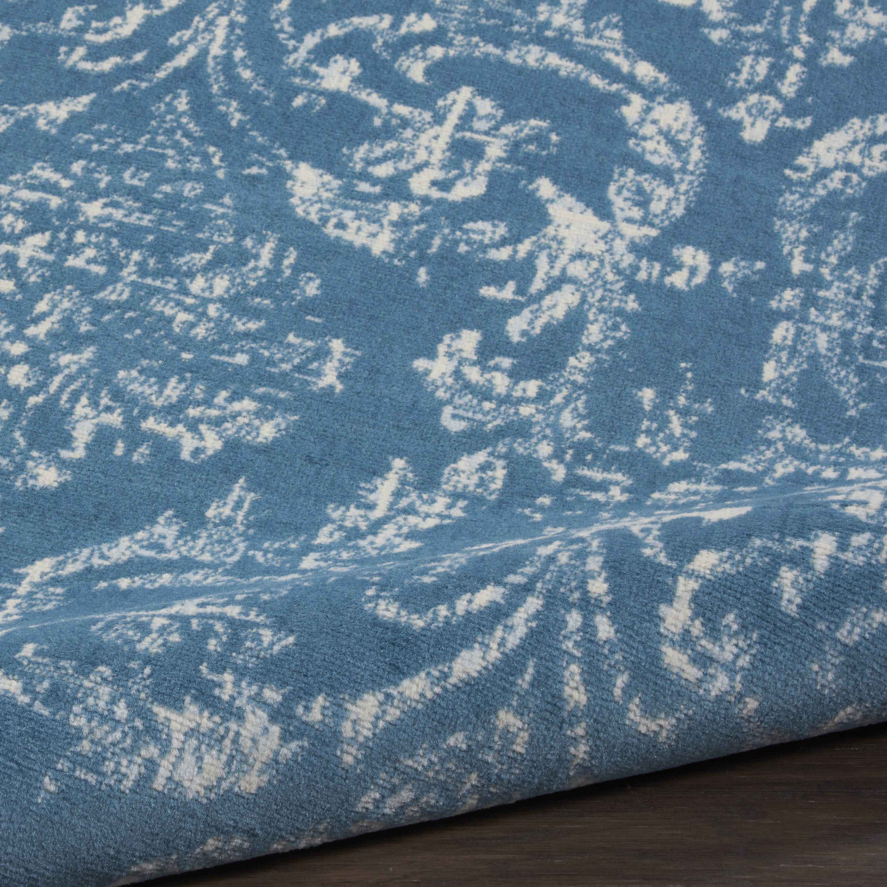 Nourison Jubilant 5'3" x Round Blue Vintage Indoor Rug