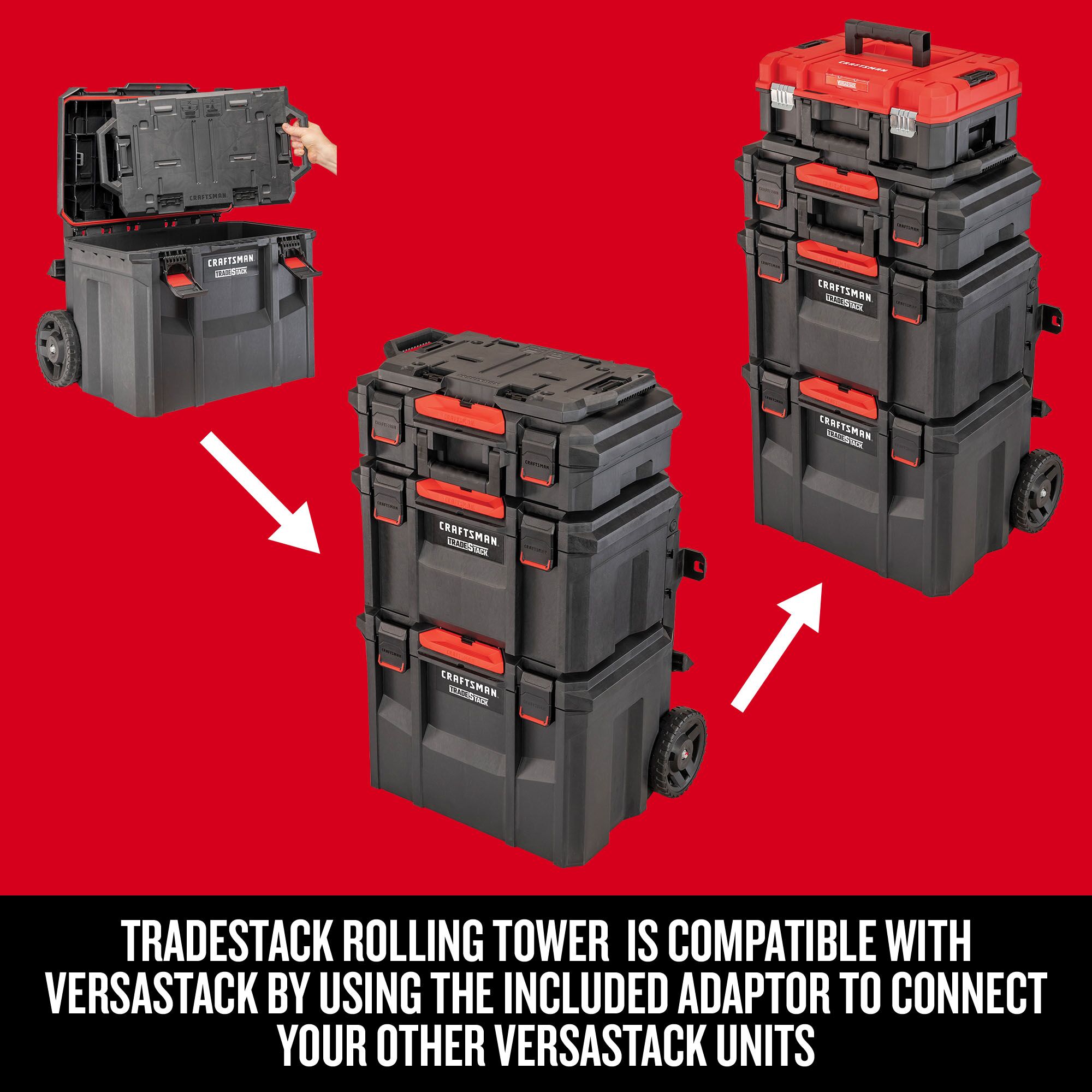 Graphic of CRAFTSMAN Storage: Tradesystem highlighting product features