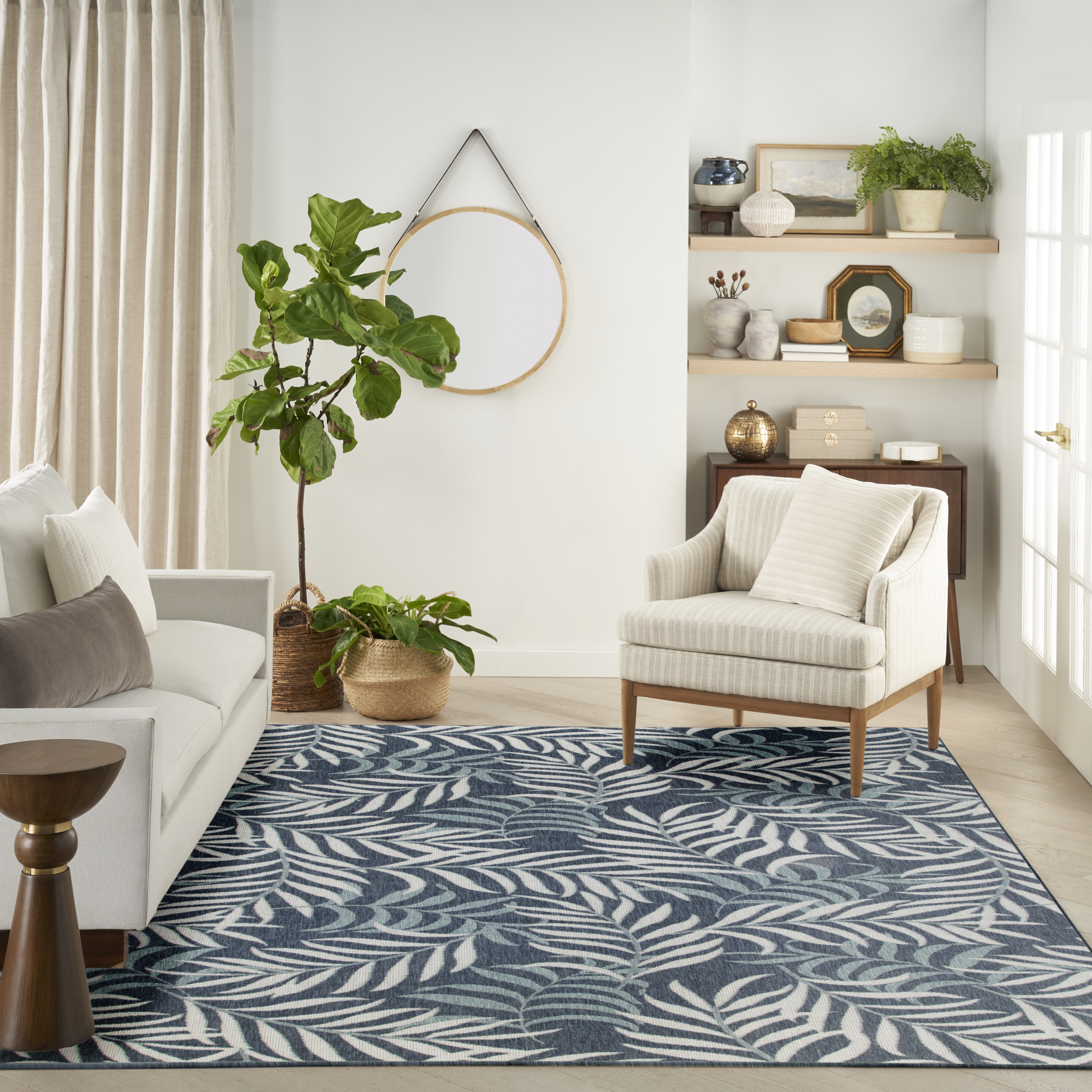 Nourison Garden Oasis 8' x 10' Navy Tropical Rug